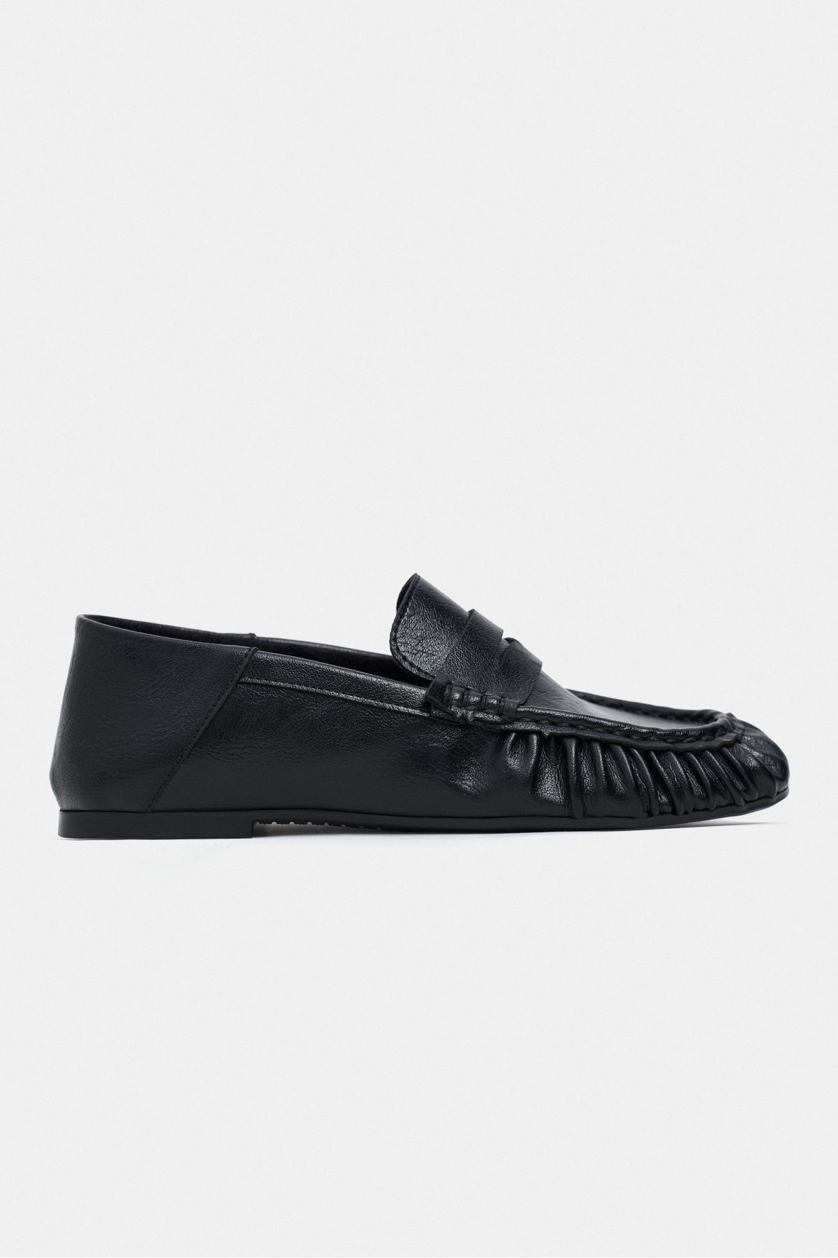 Santa Siyah Mat Düz Taban Kadın Loafer Ayakkabı