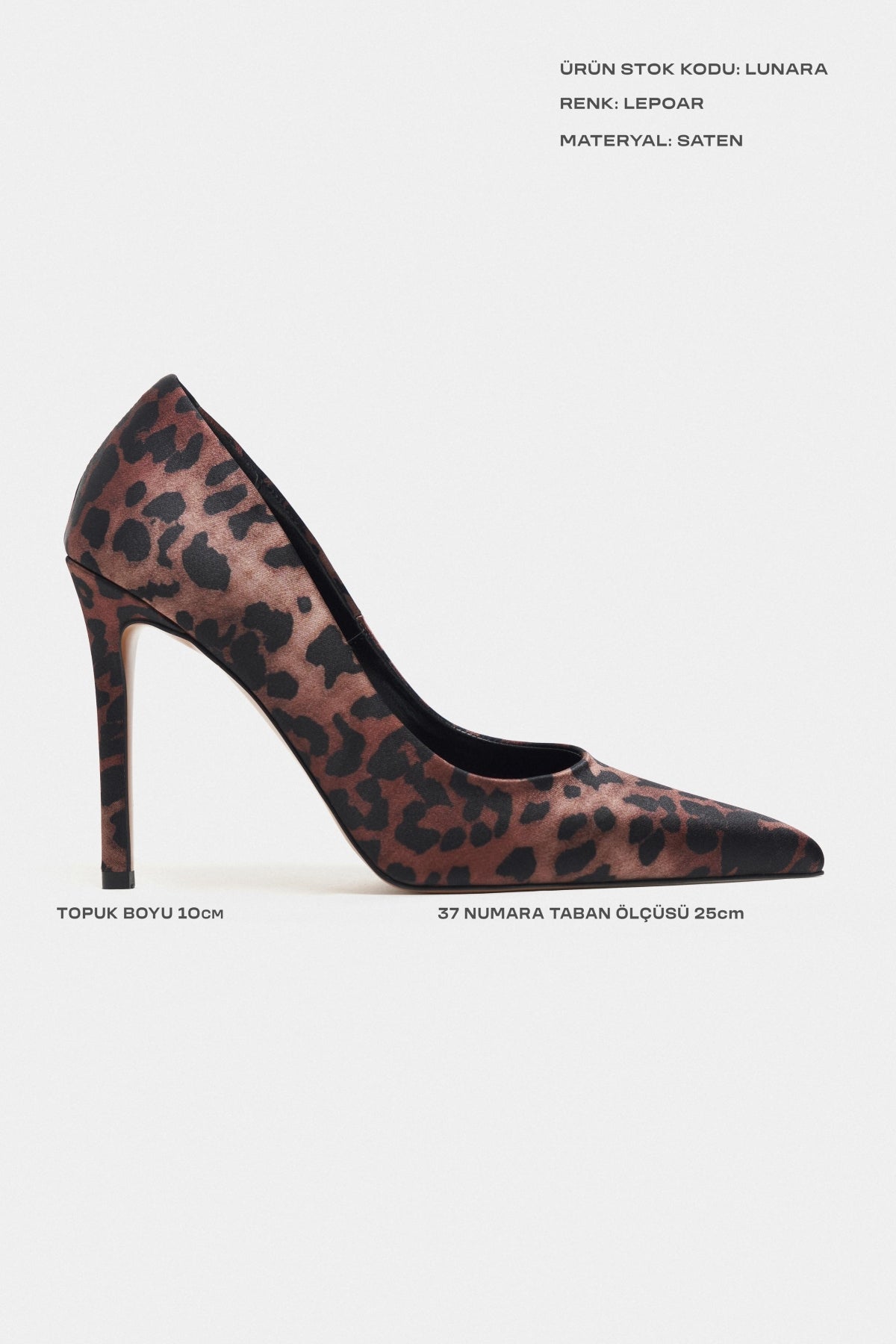 Lunara Leopar Saten Sivri Burun Kadın Stiletto