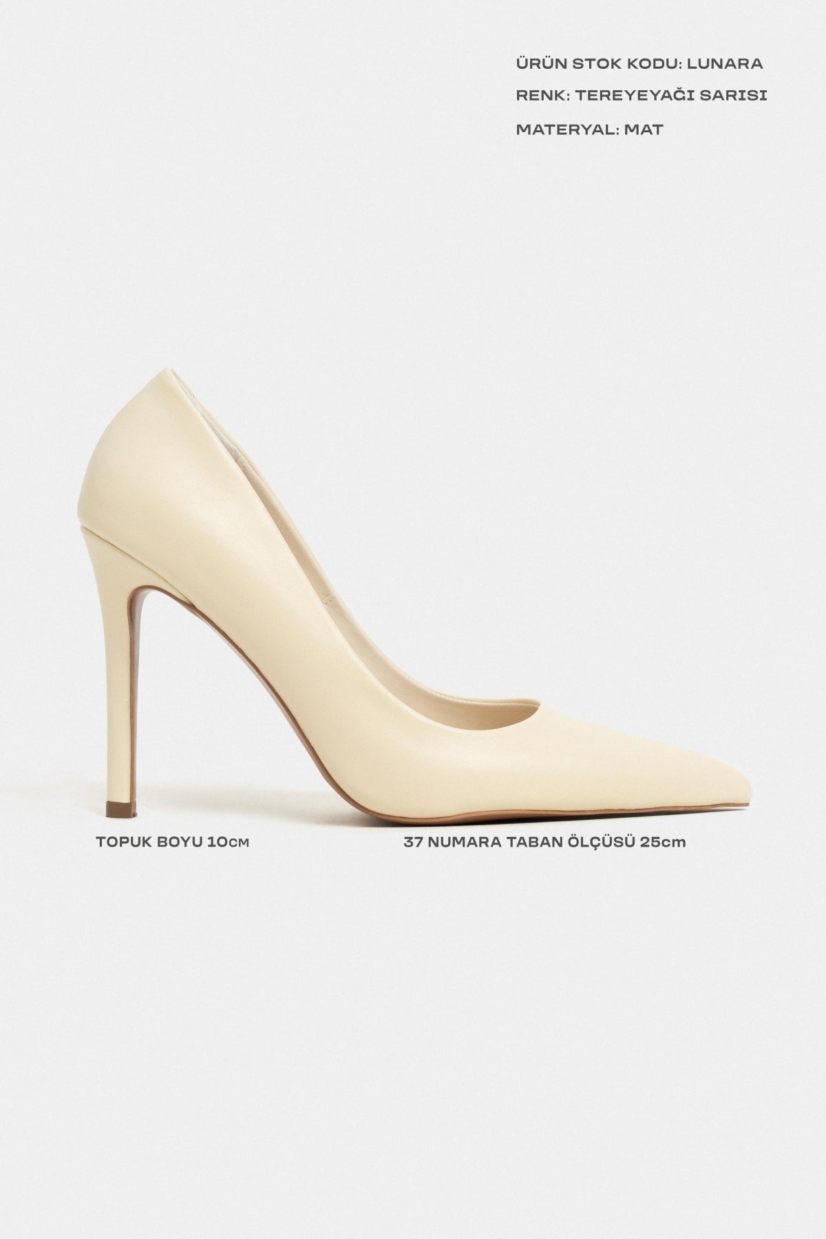 Lunara Tereyeyağı Sarısı Mat Sivri Burun Kadın Stiletto