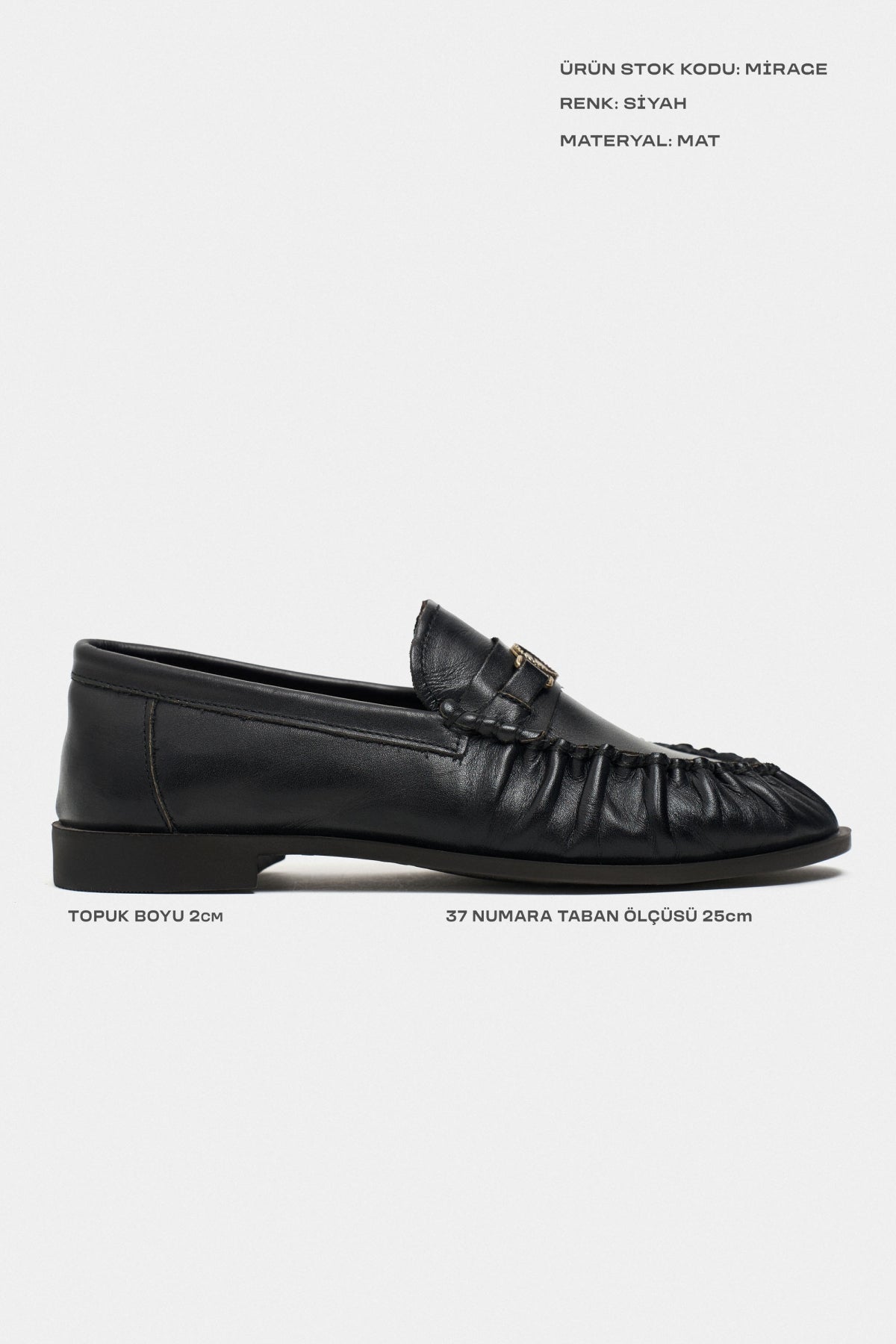 Mirage Siyah Mat Metal Toka Detay Kadın Loafer Ayakkabı