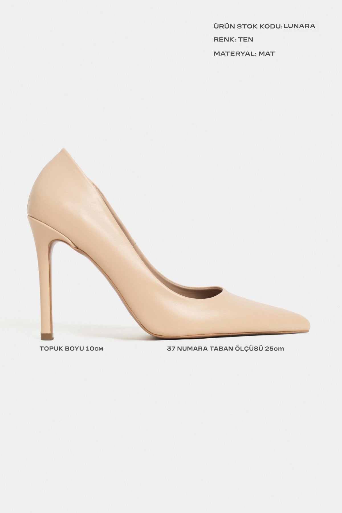 Lunara Ten Mat Sivri Burun Kadın Stiletto