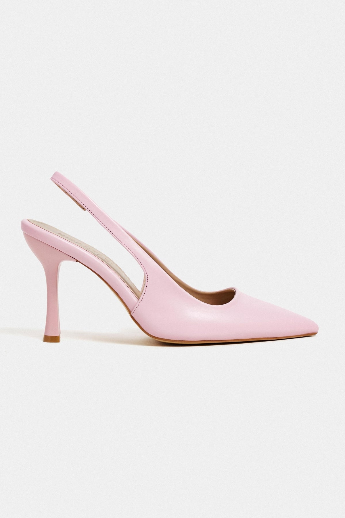 Elara Şeker Pembe Mat Slingback V Vamp Hattı Sivri Burun Kadın Topuklu Ayakkabı