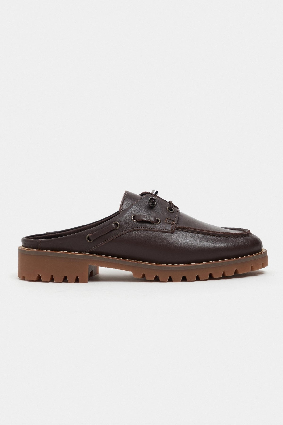 Fandy Kahve Mat Bağcık Detaylı Kalın Taban Kadın Loafer Terlik