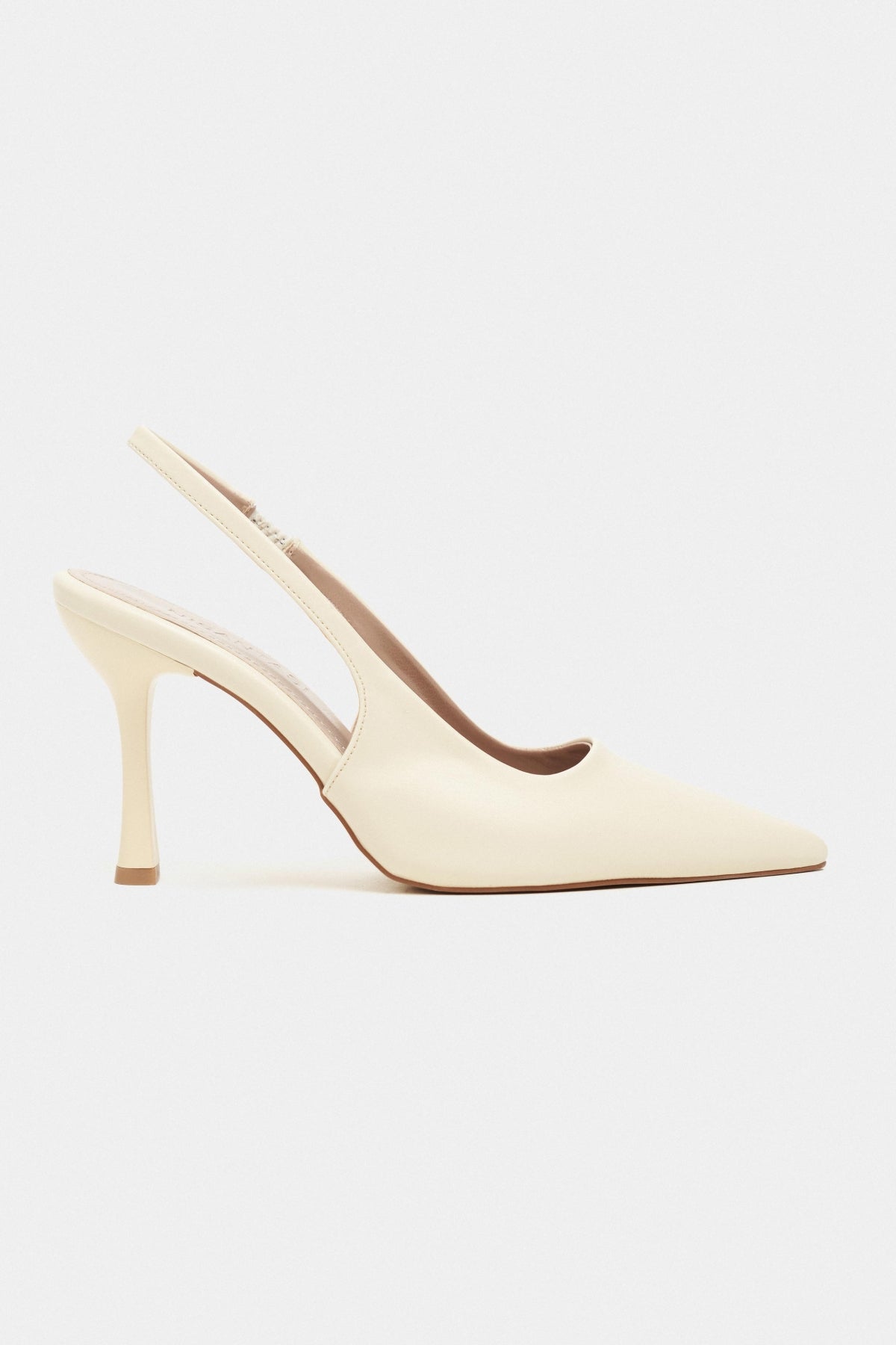 Elara Tereyağı Sarısı Mat Slingback V Vamp Hattı Sivri Burun Kadın Topuklu Ayakkabı