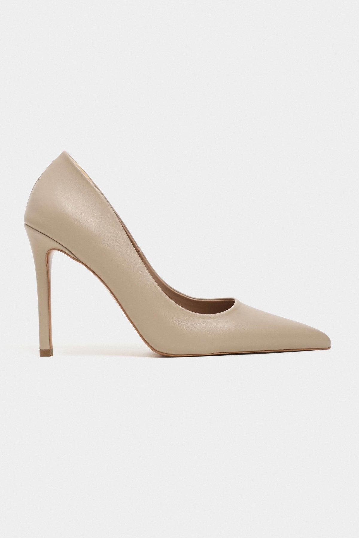 Lunara Koyu Bej Mat Sivri Burun Kadın Stiletto