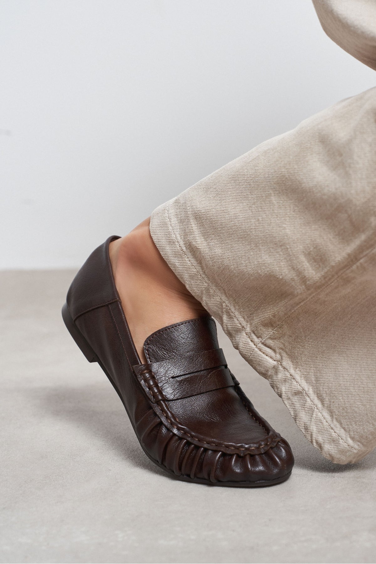 Santa Kahve Mat Düz Taban Kadın Loafer Ayakkabı