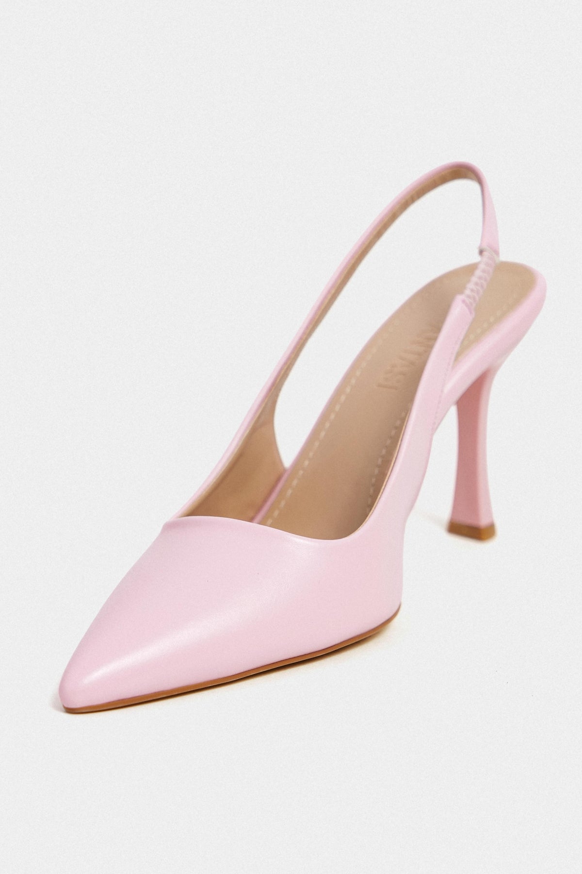 Elara Şeker Pembe Mat Slingback V Vamp Hattı Sivri Burun Kadın Topuklu Ayakkabı