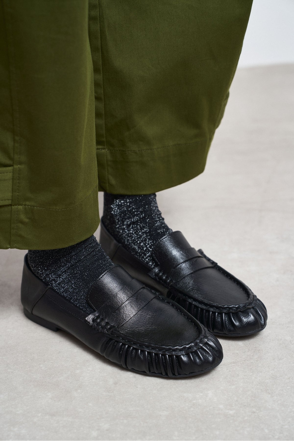 Santa Siyah Mat Düz Taban Kadın Loafer Ayakkabı
