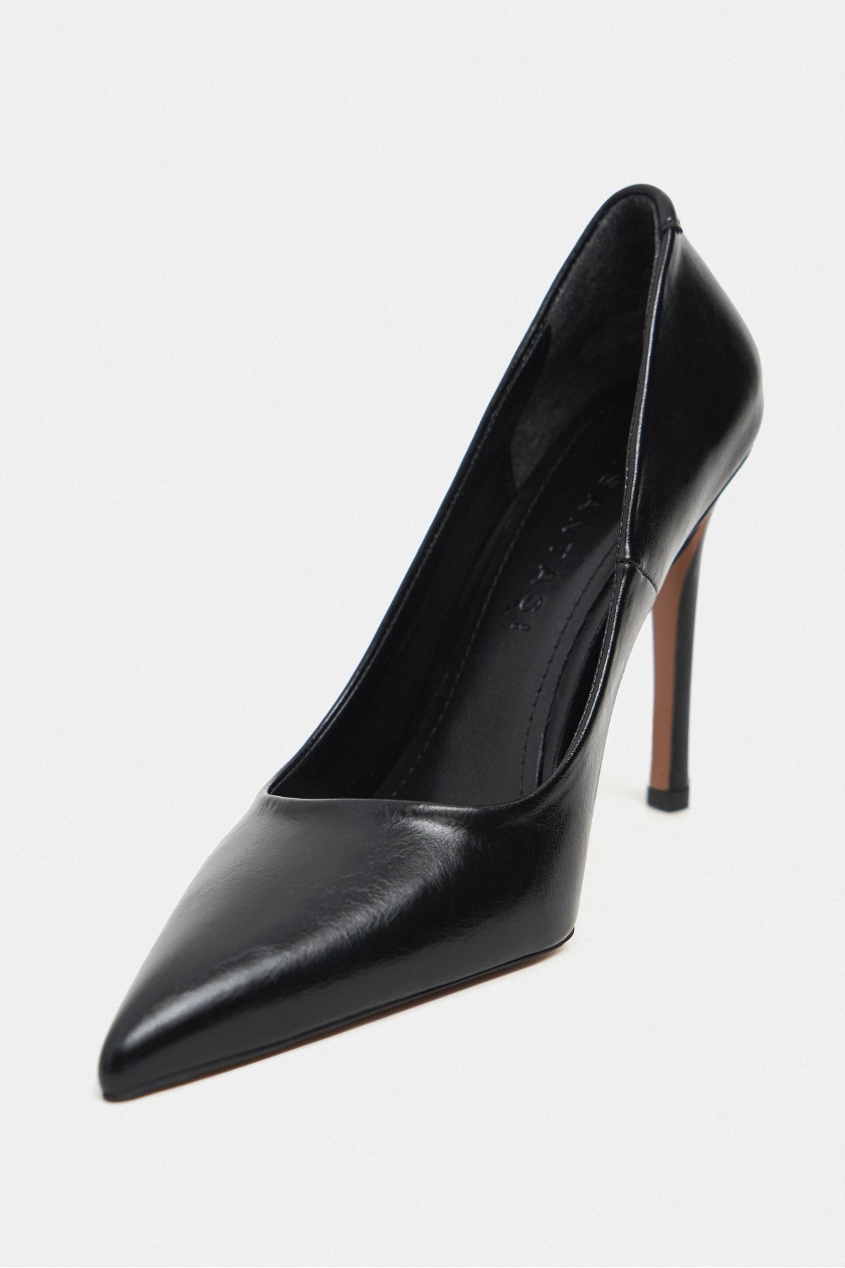 Lunara Siyah Rustik Desenli Sivri Burun Kadın Stiletto