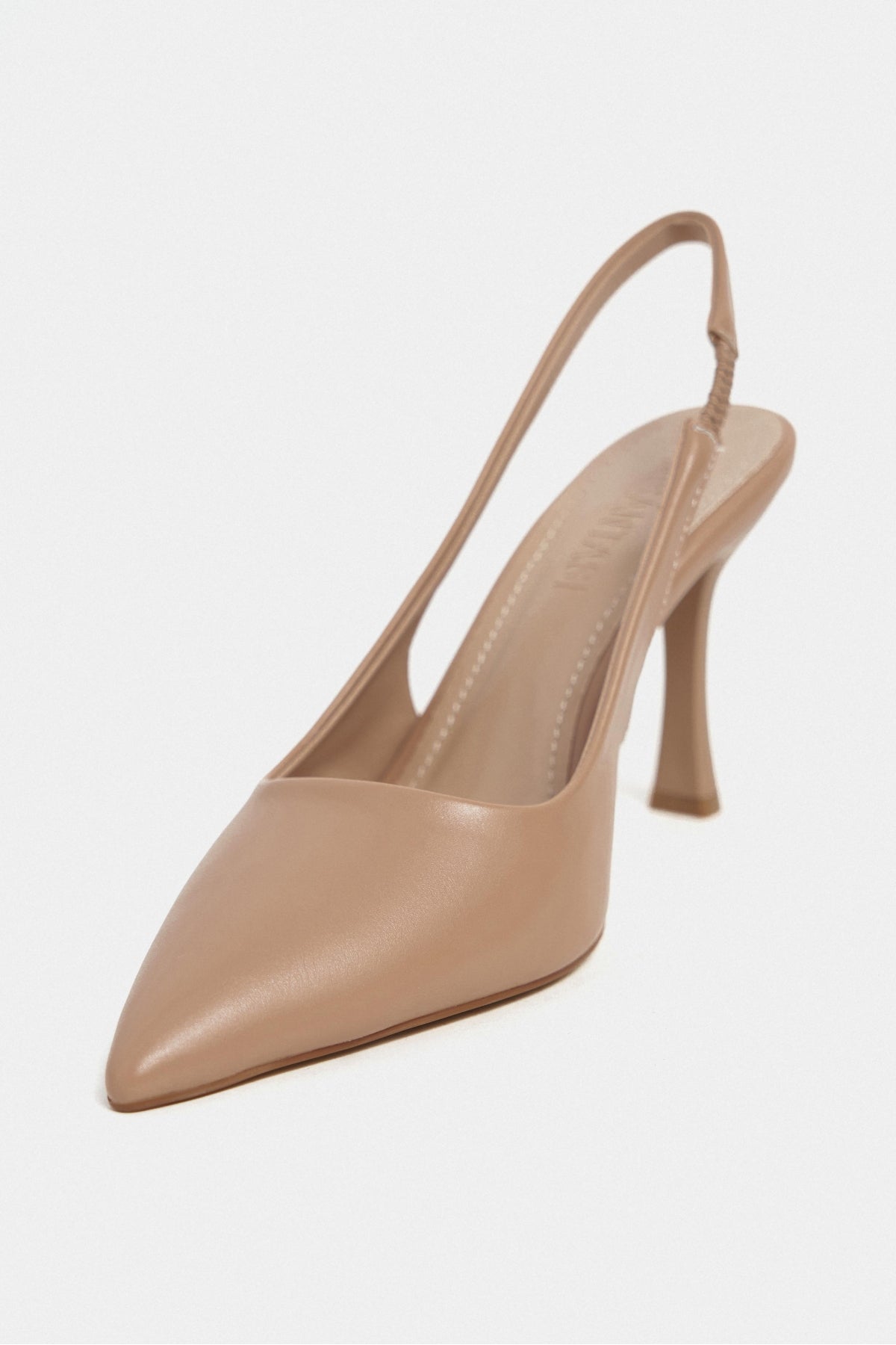 Elara Ten Mat Slingback V Vamp Hattı Sivri Burun Kadın Topuklu Ayakkabı