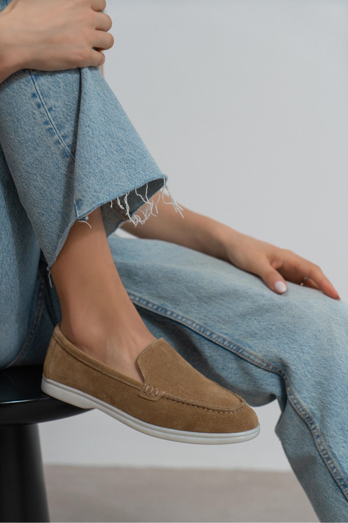 Vayne Rome Bej Hakiki Deri Düz Taban Kadın Babet