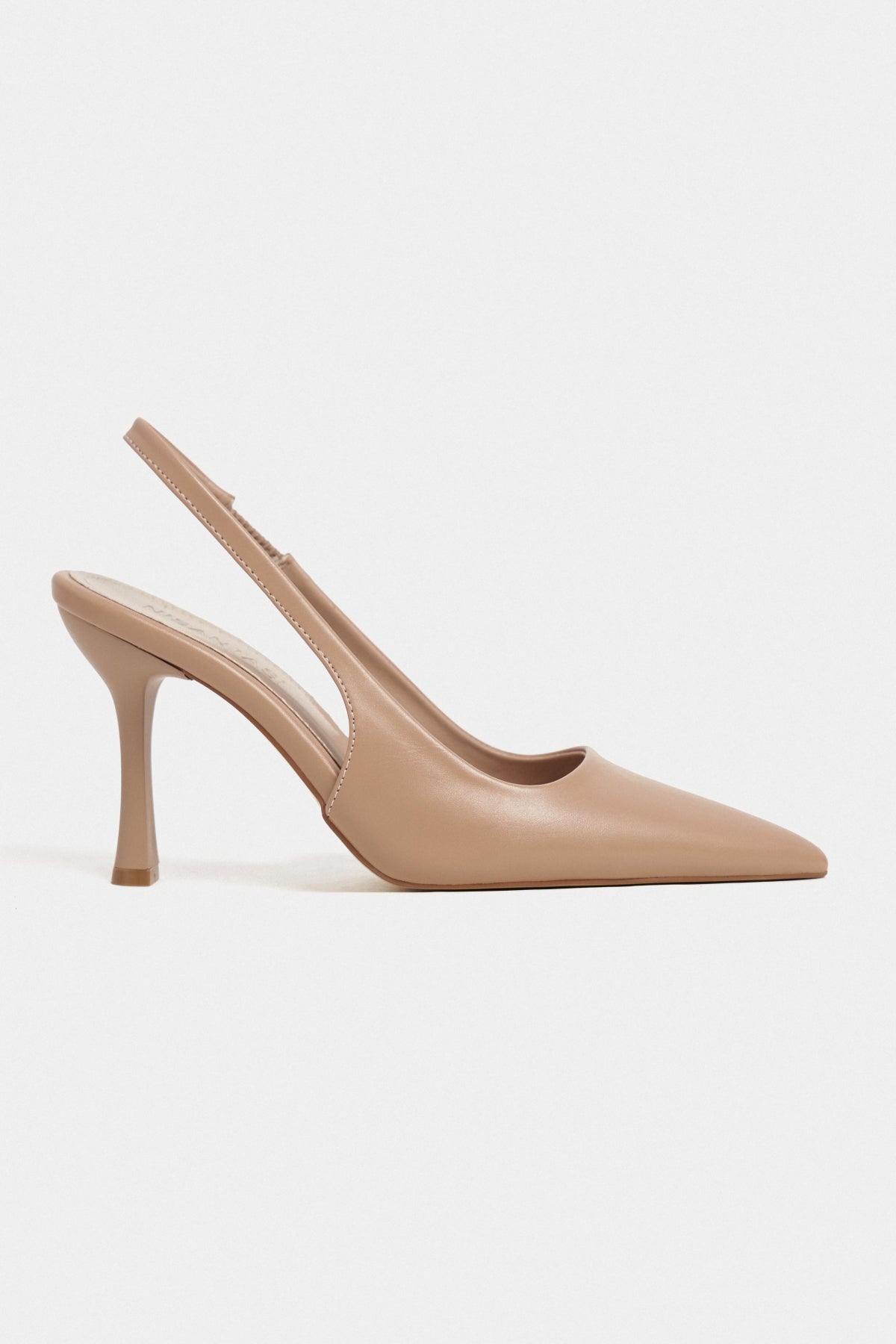 Elara Ten Mat Slingback V Vamp Hattı Sivri Burun Kadın Topuklu Ayakkabı