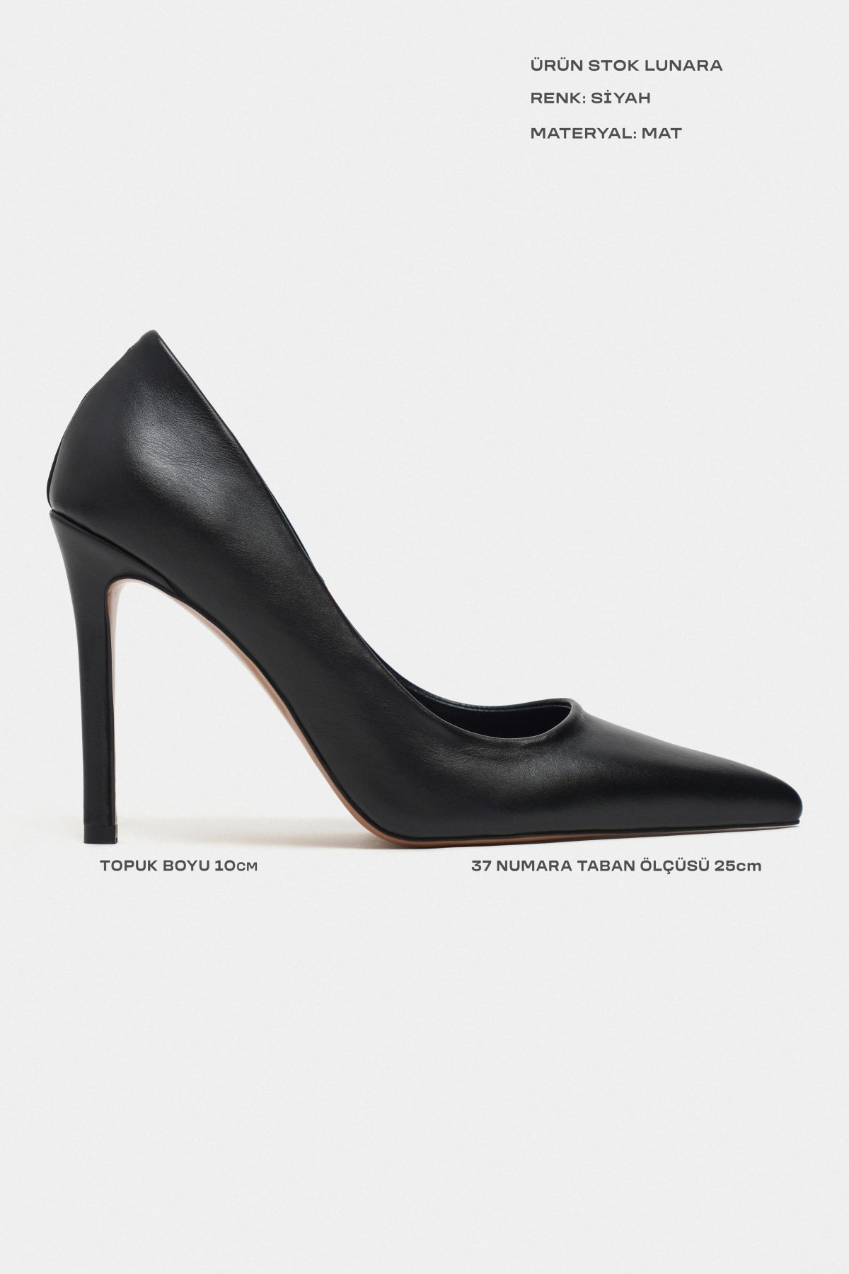 Lunara Siyah Mat Sivri Burun Kadın Stiletto