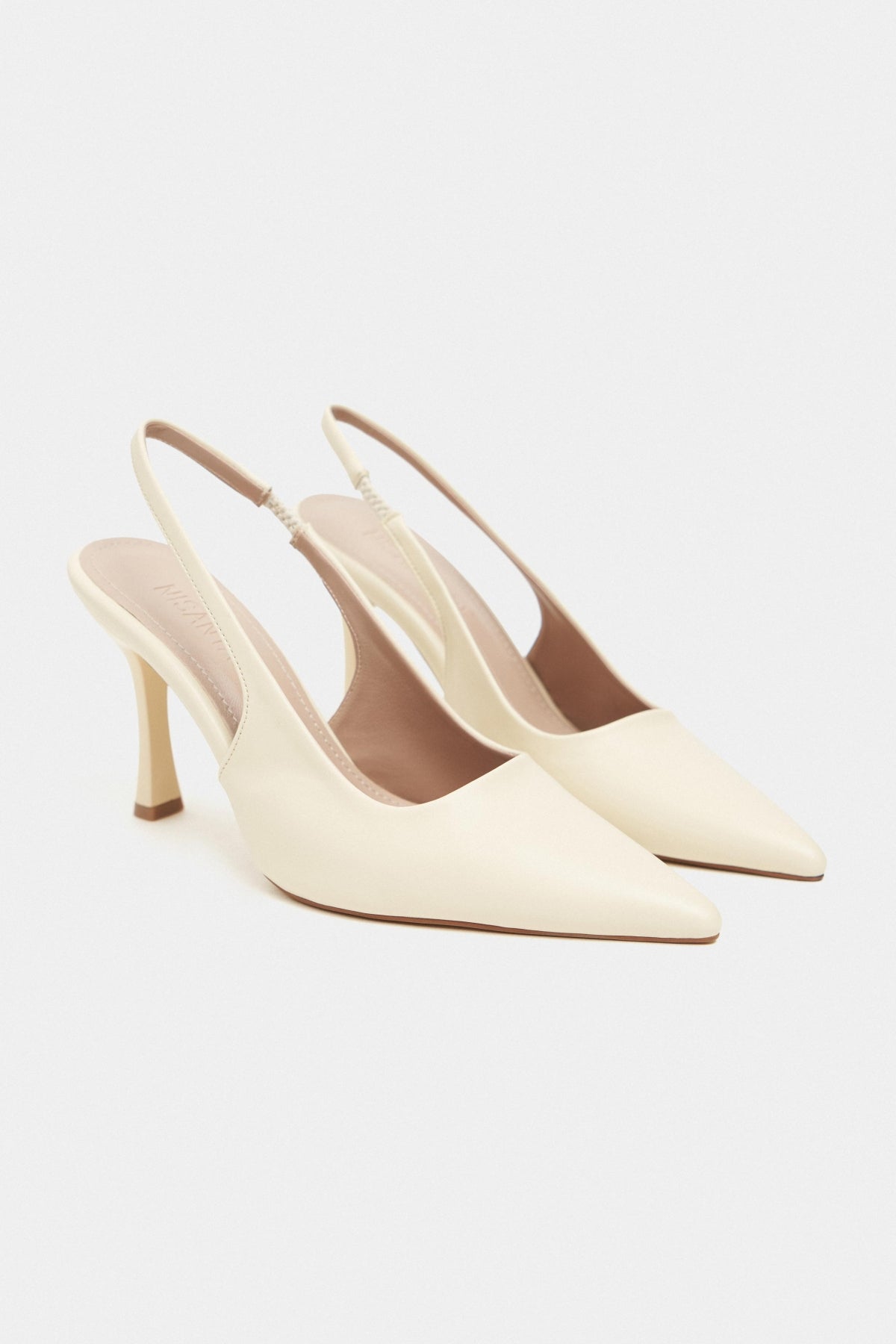 Elara Tereyağı Sarısı Mat Slingback V Vamp Hattı Sivri Burun Kadın Topuklu Ayakkabı