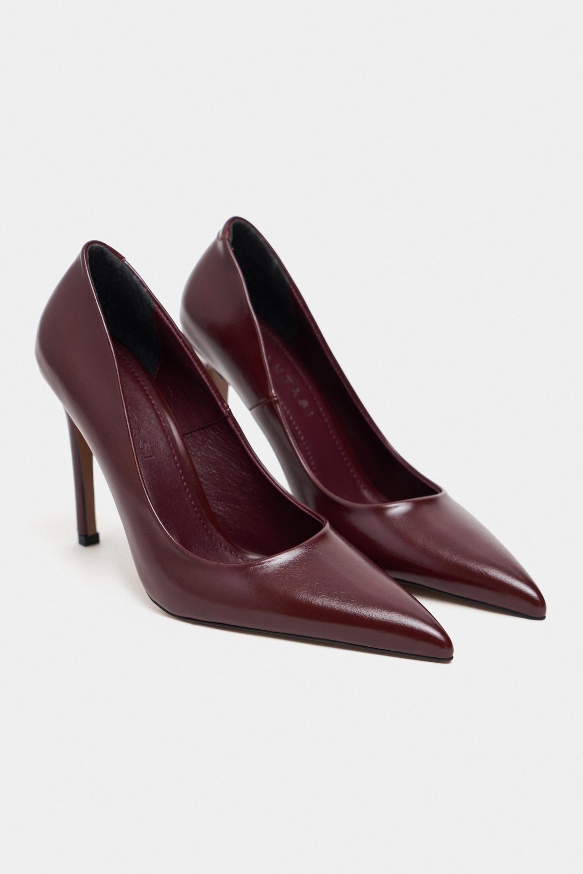 Lunara Bordo Rustik Desenli Sivri Burun Kadın Stiletto