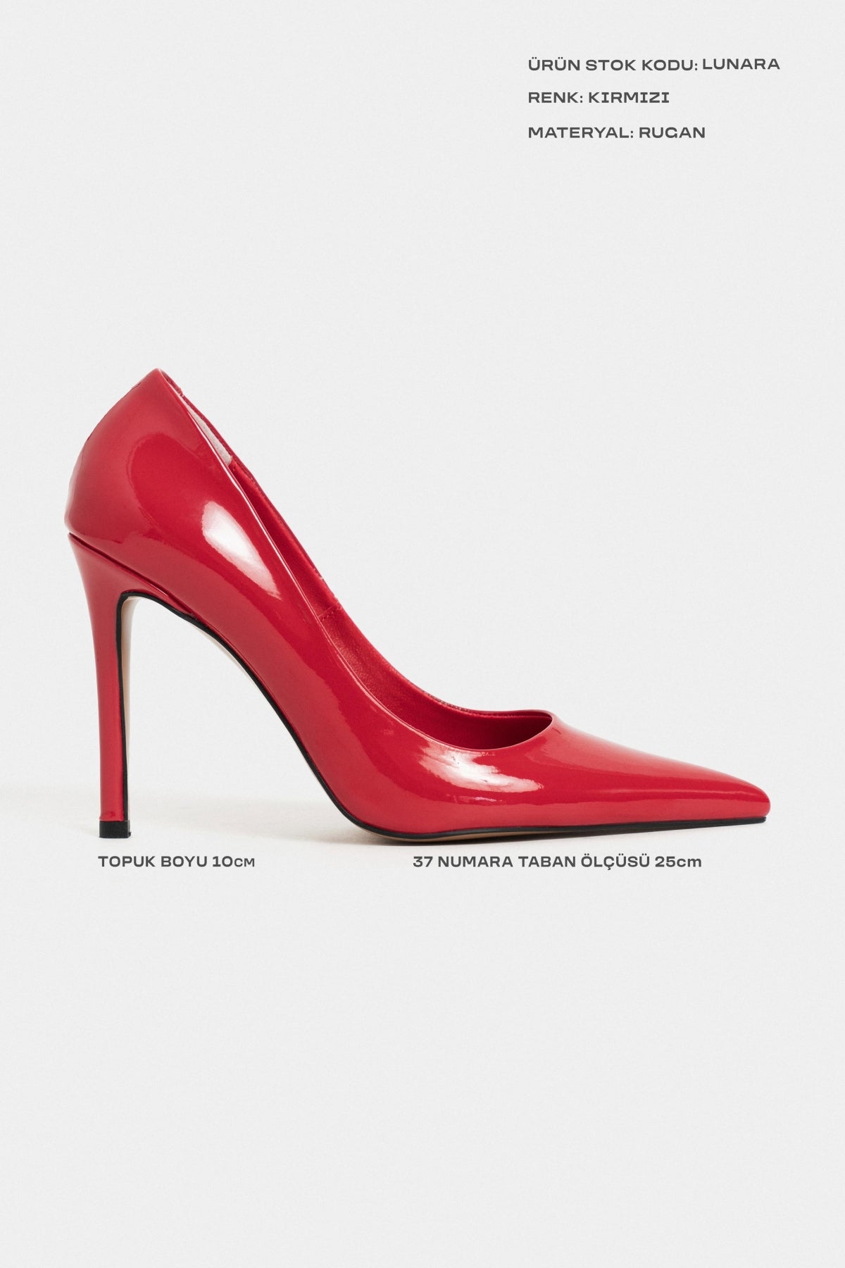 Lunara Kırmızı Rugan Sivri Burun Kadın Stiletto