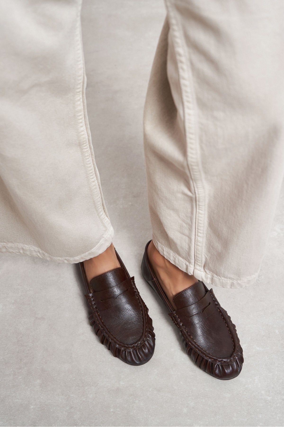 Santa Kahve Mat Düz Taban Kadın Loafer Ayakkabı