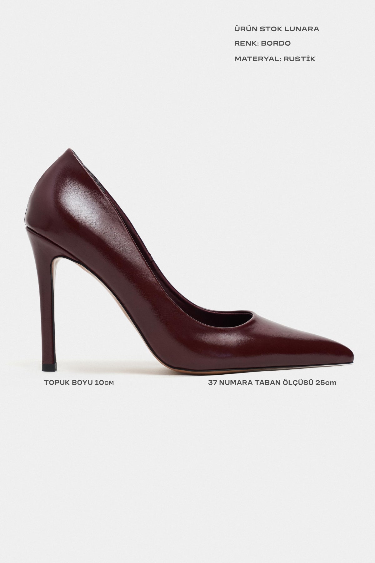 Lunara Bordo Rustik Desenli Sivri Burun Kadın Stiletto