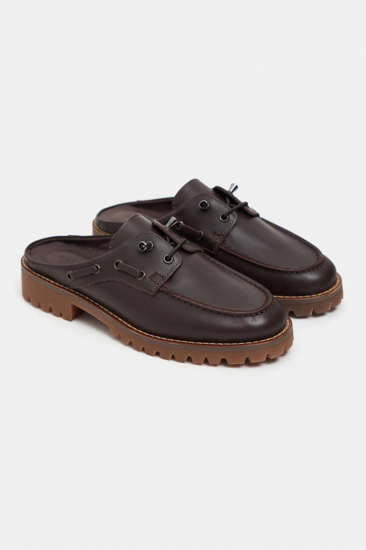 Fandy Kahve Mat Bağcık Detaylı Kalın Taban Kadın Loafer Terlik
