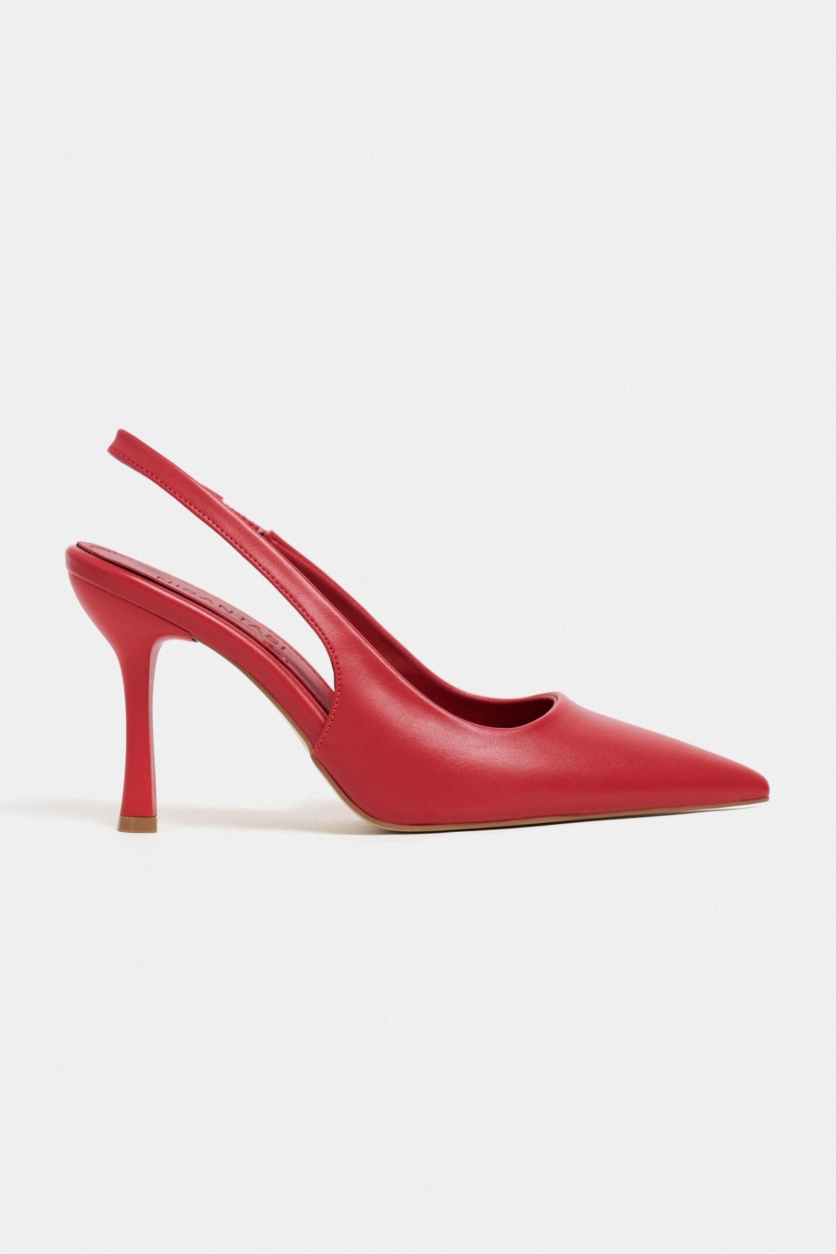 Elara Kırmızı Mat Slingback V Vamp Hattı Sivri Burun Kadın Topuklu Ayakkabı