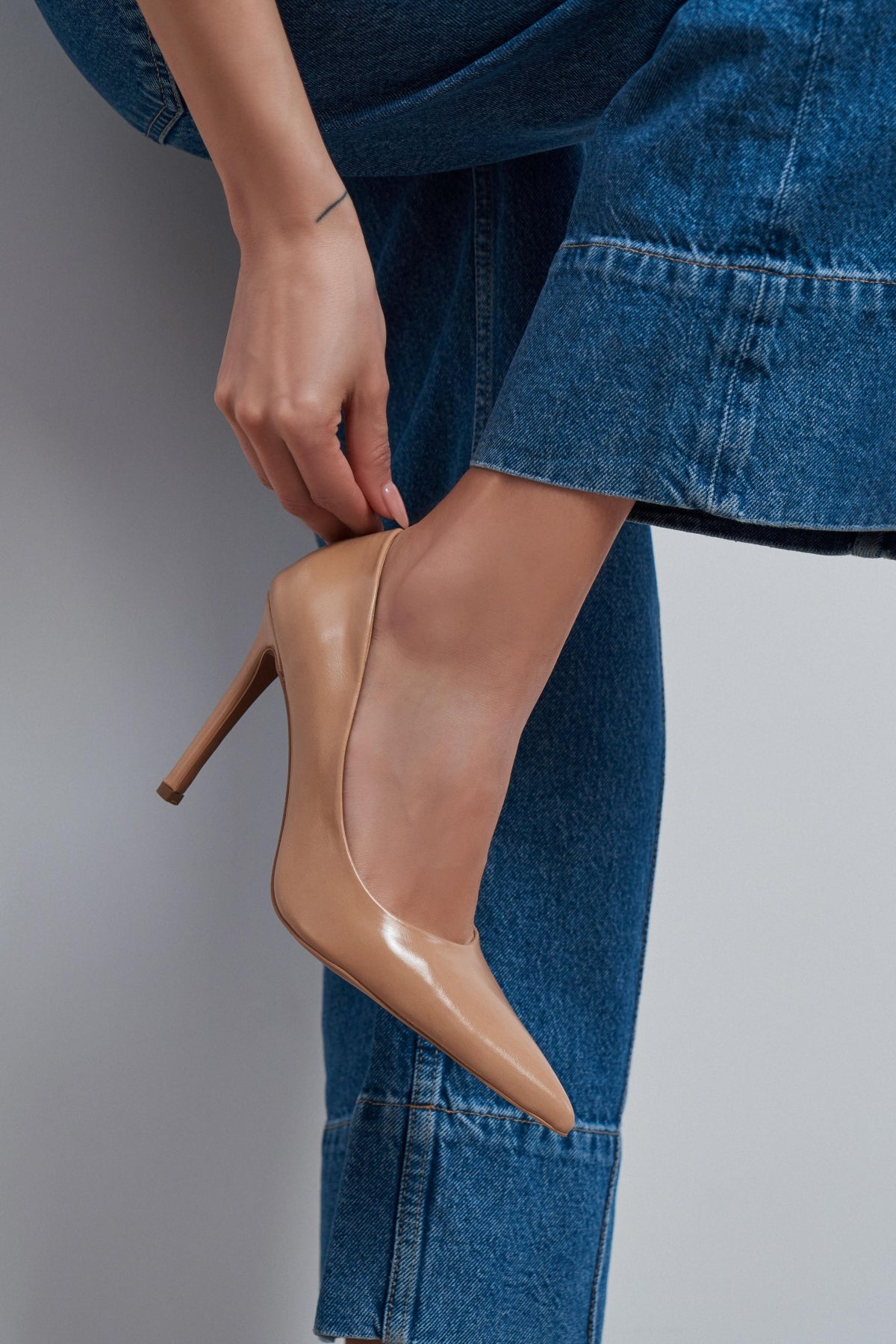 Lunara Ten Rustik Desenli Sivri Burun Kadın Stiletto