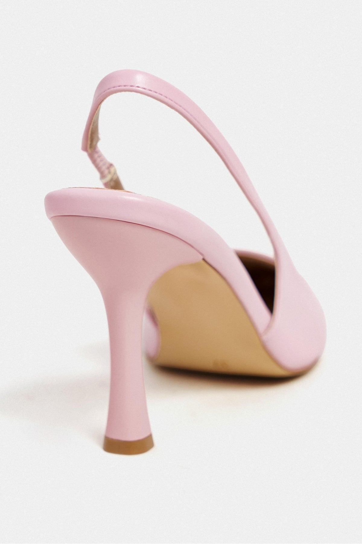 Elara Şeker Pembe Mat Slingback V Vamp Hattı Sivri Burun Kadın Topuklu Ayakkabı