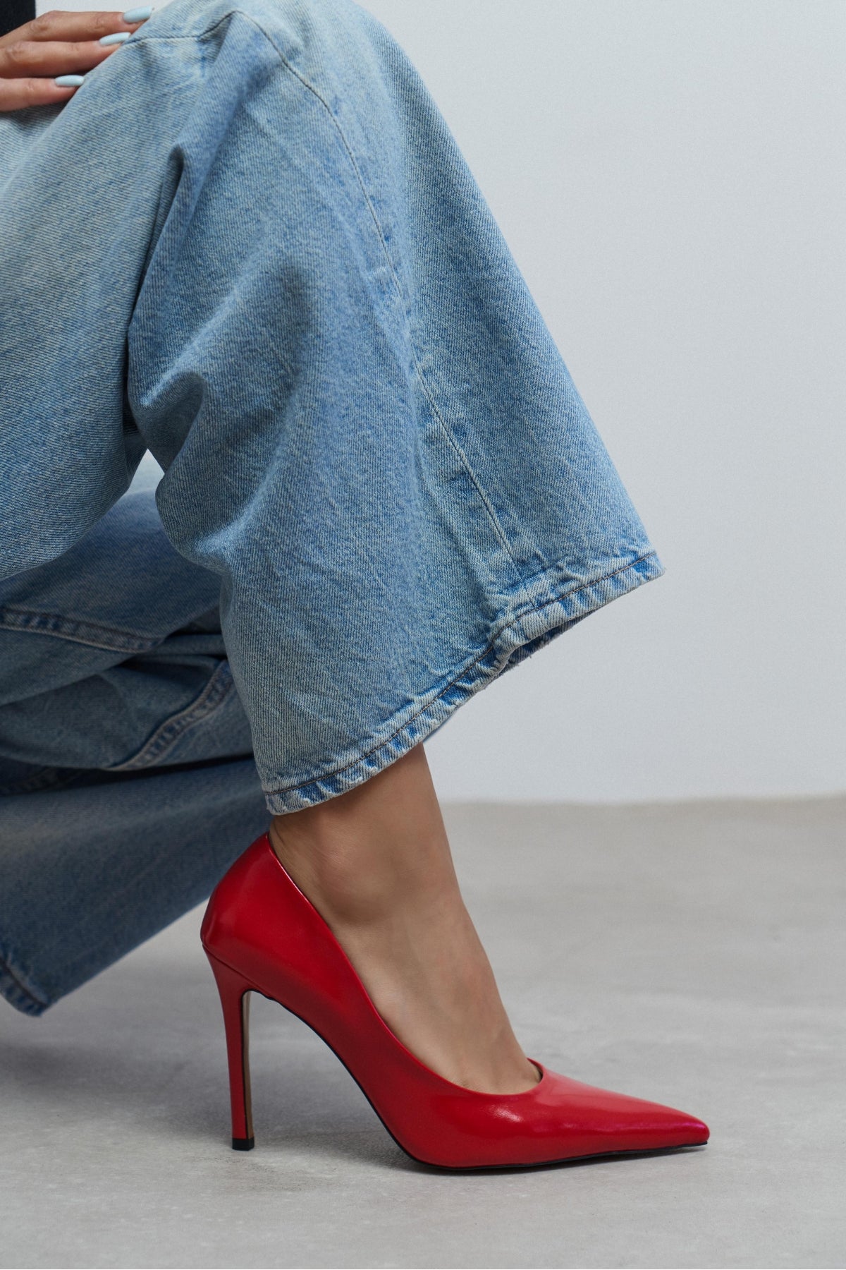 Lunara Kırmızı Rustik Desenli Sivri Burun Kadın Stiletto