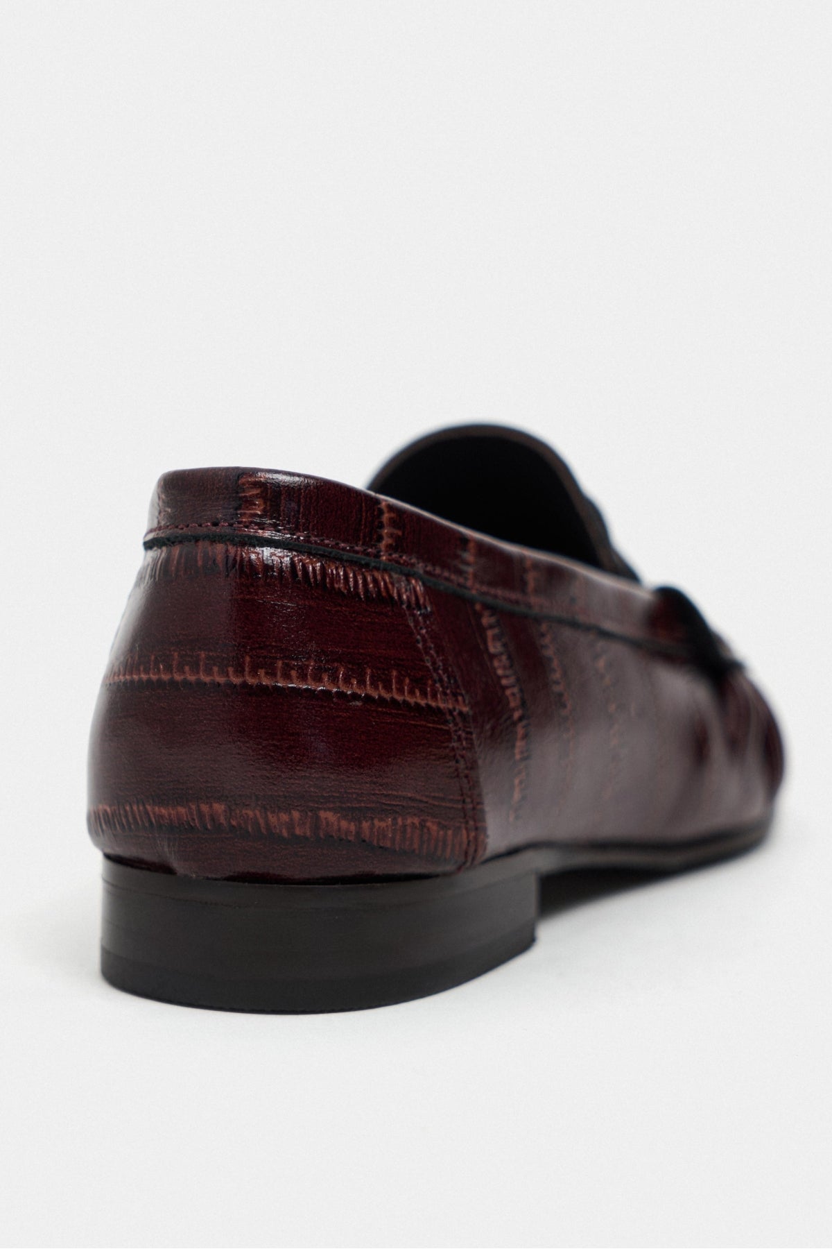 Capri Bordo Su Yolu Kroko Hakiki Deri Düz Taban Kadın Loafer Ayakkabı