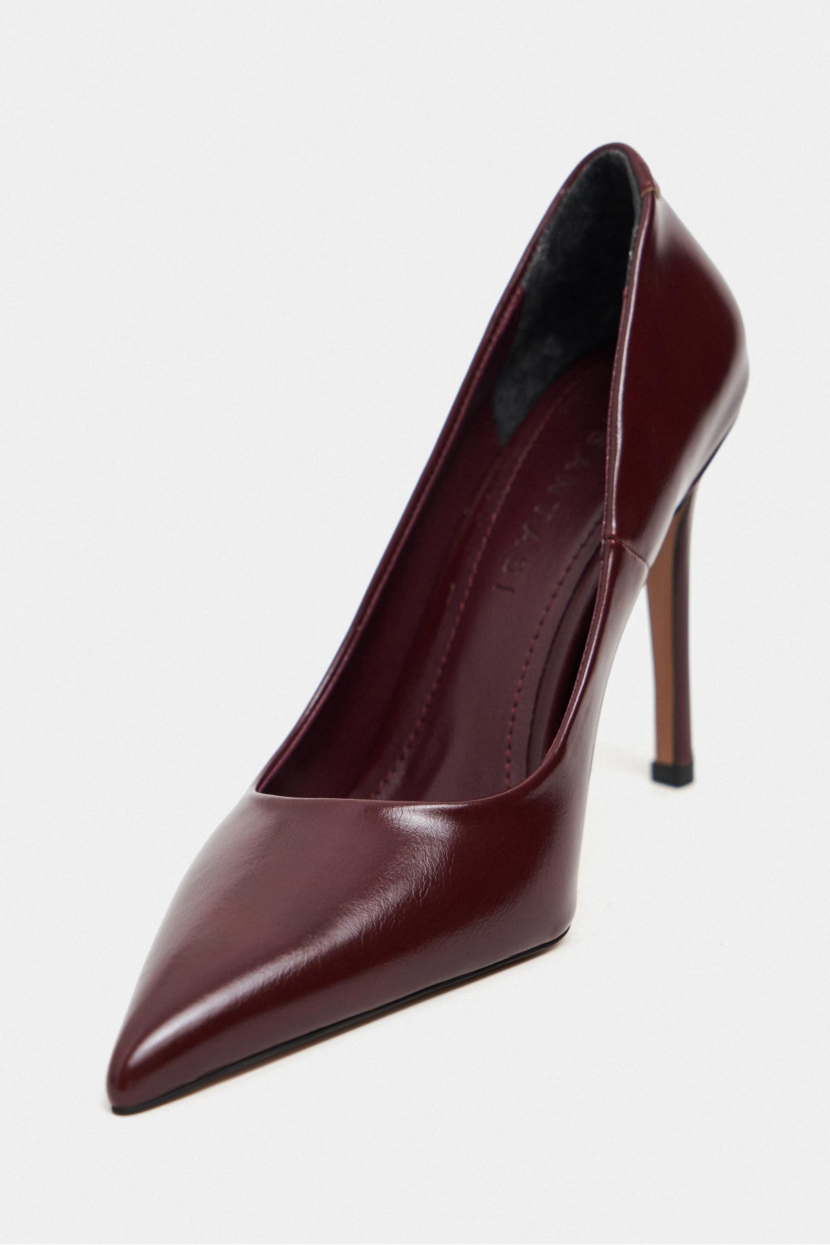 Lunara Bordo Rustik Desenli Sivri Burun Kadın Stiletto