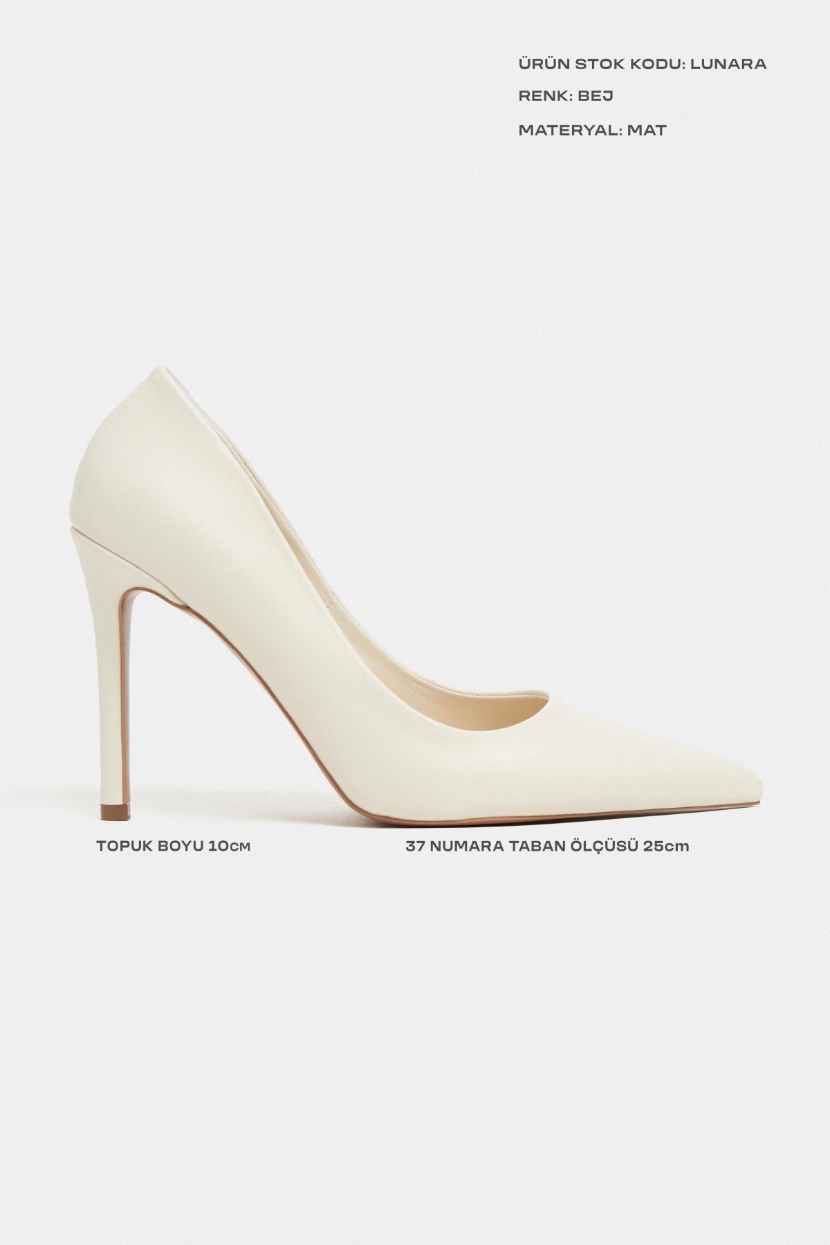 Lunara Bej Mat Sivri Burun Kadın Stiletto