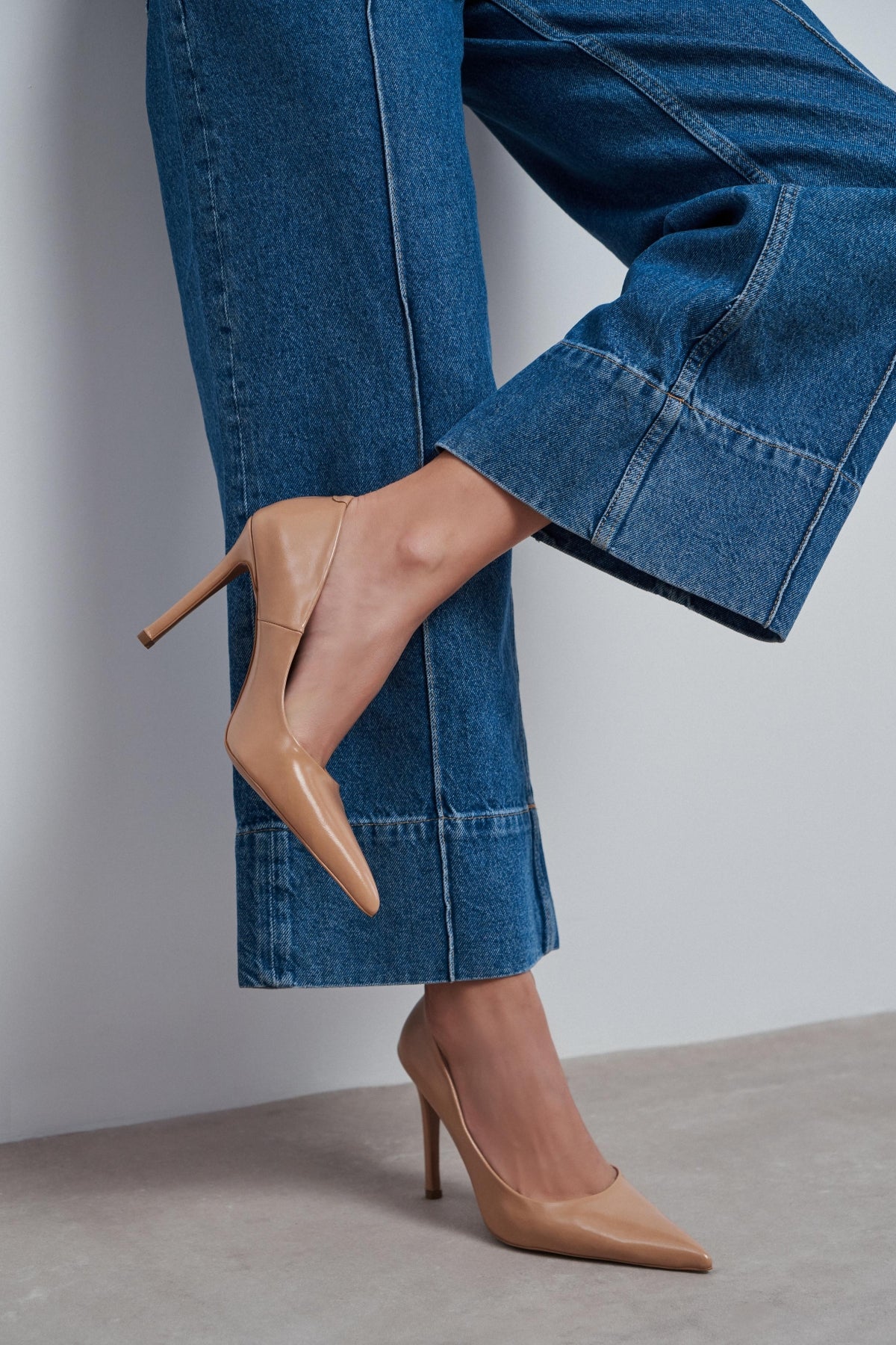 Lunara Ten Rustik Desenli Sivri Burun Kadın Stiletto