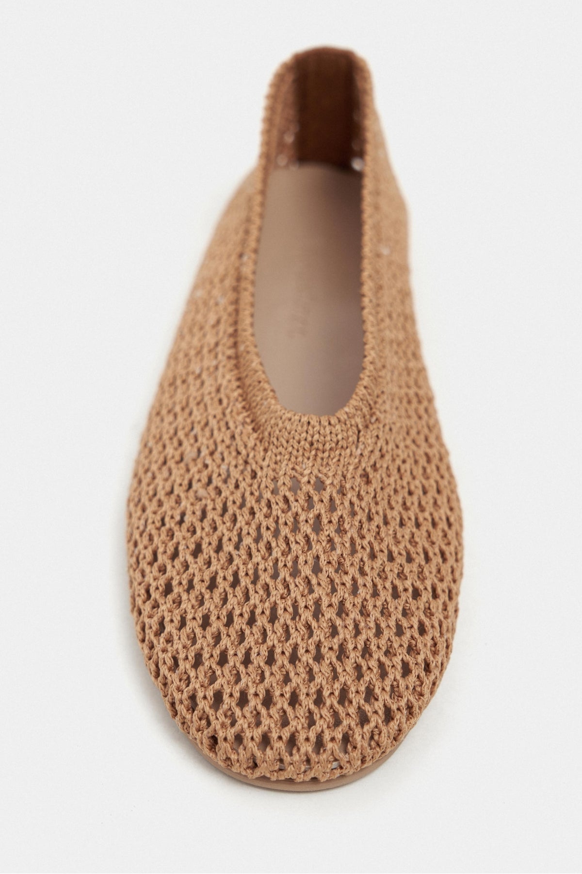 Lips Taba Triko File İşlemeli Düz Taban Kadın Babet Ayakkabı