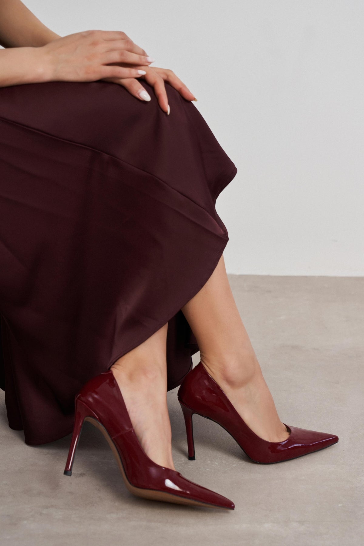 Lunara Bordo Rugan Sivri Burun Kadın Stiletto