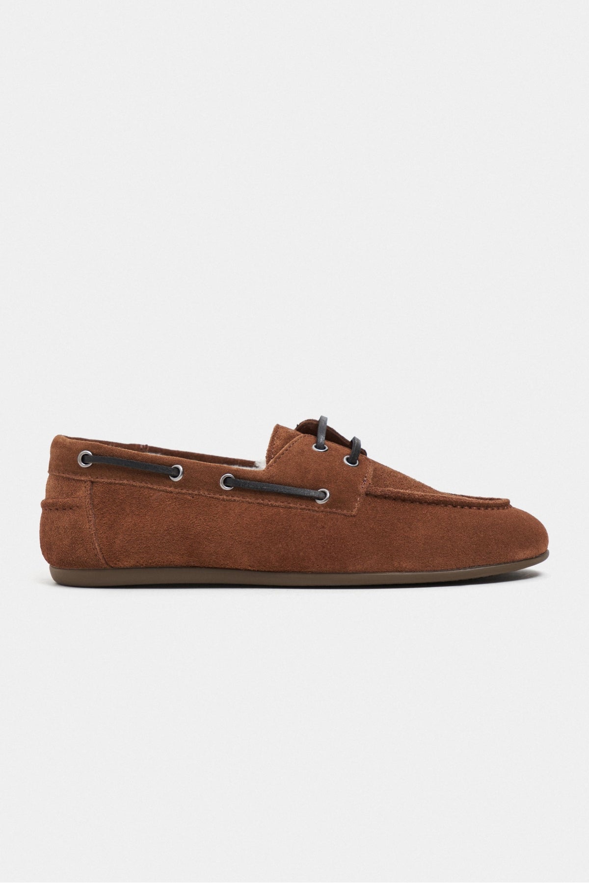 Aspel Taba Süet Deri İçi Kürklü Düz Taban Kadın Loafer