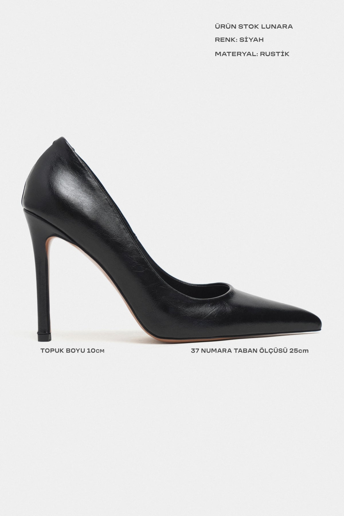 Lunara Siyah Rustik Desenli Sivri Burun Kadın Stiletto