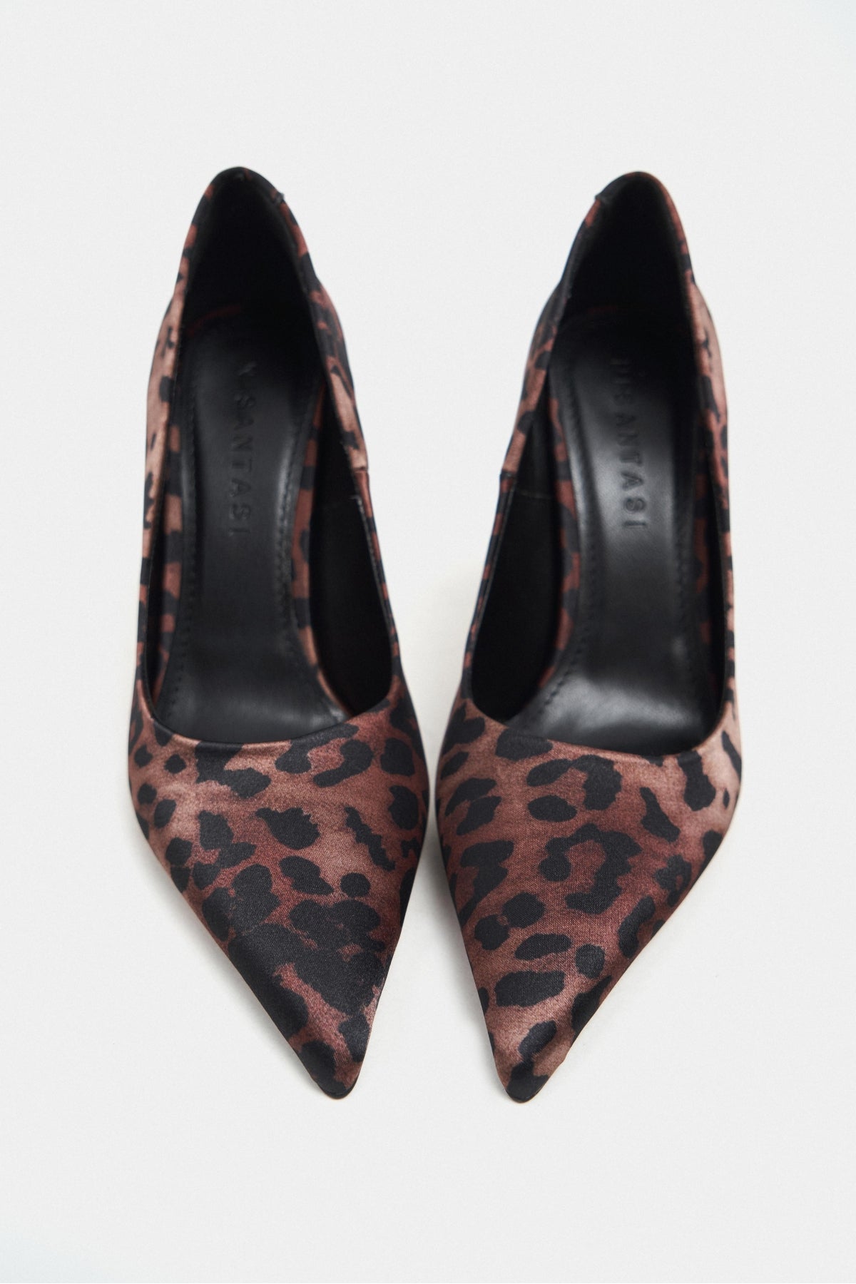 Lunara Leopar Saten Sivri Burun Kadın Stiletto