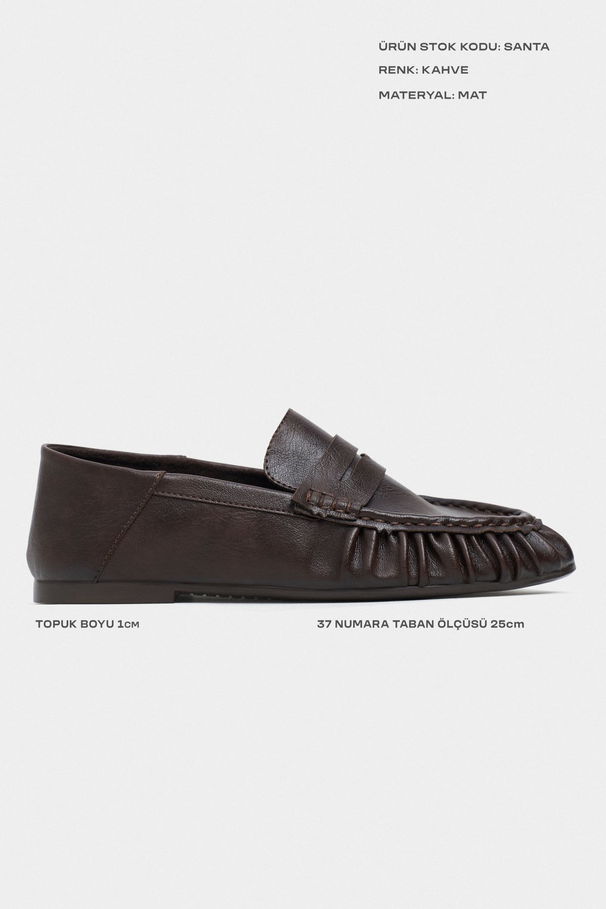 Santa Kahve Mat Düz Taban Kadın Loafer Ayakkabı