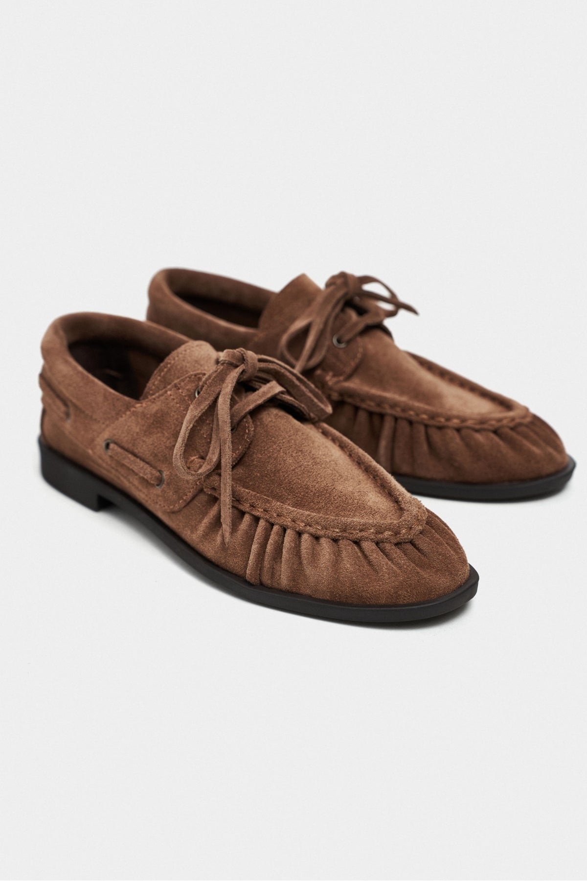 Katy Desert Koyu Bej Süet Deri Bağcık Detay Kadın Loafer Ayakkabı