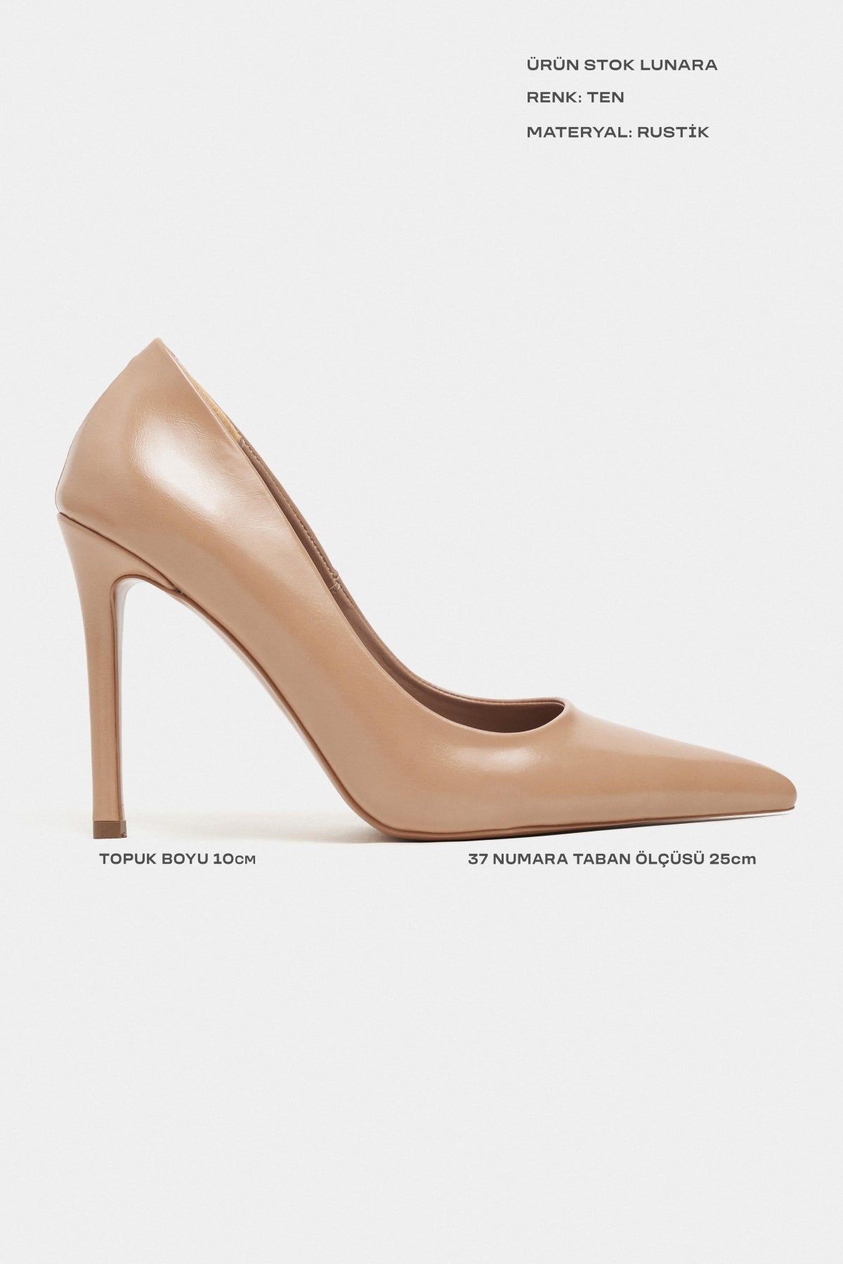 Lunara Ten Rustik Desenli Sivri Burun Kadın Stiletto