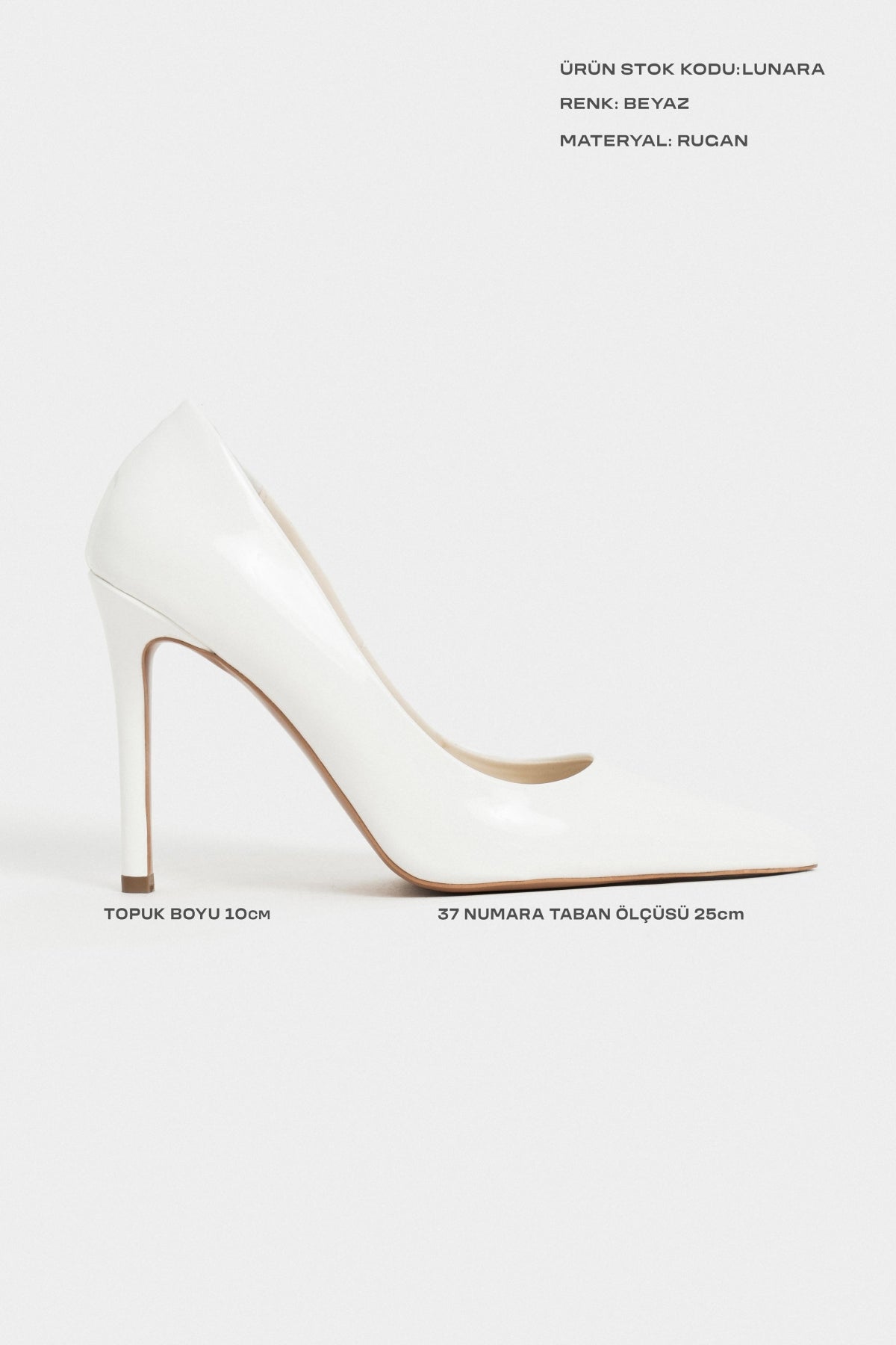 Lunara Beyaz Rugan Sivri Burun Kadın Stiletto