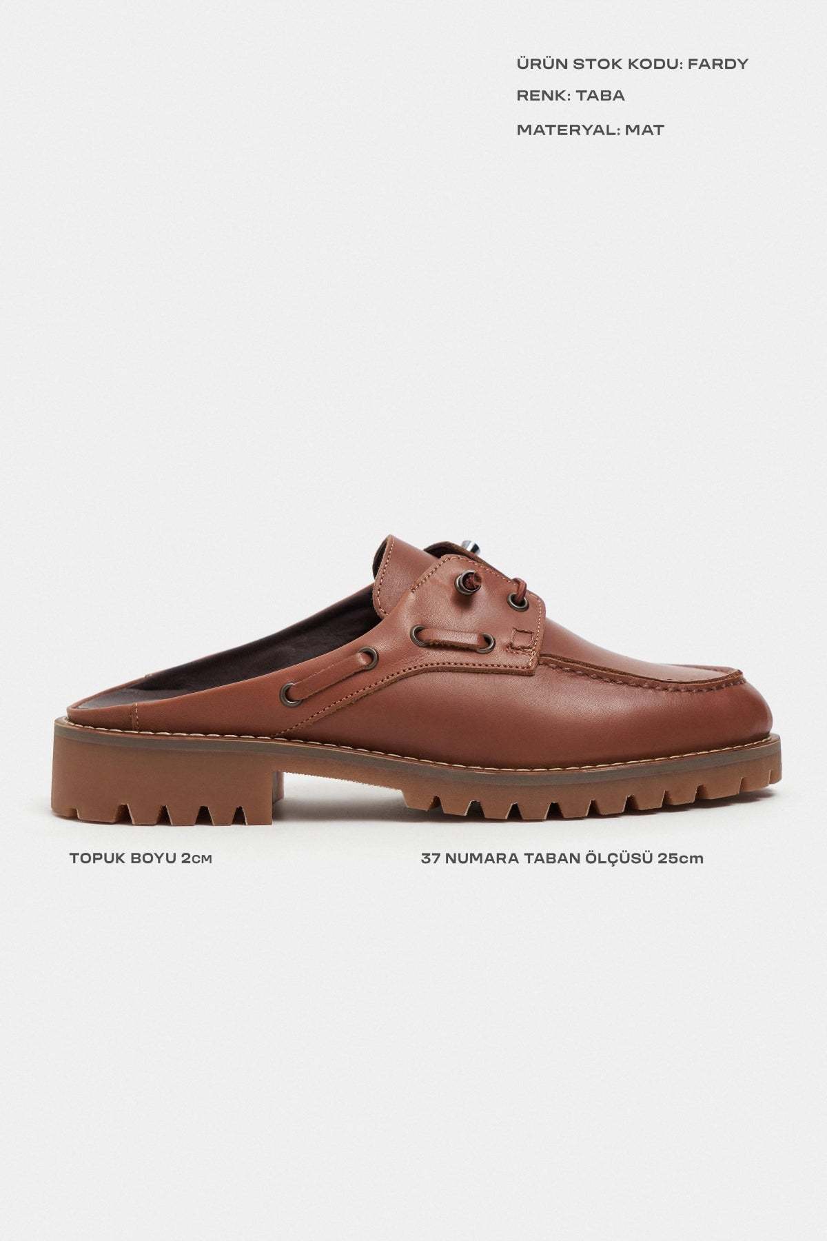 Fandy Taba Mat Hakikİ Deri Bağcık Detaylı Kalın Taban Kadın Loafer Terlik