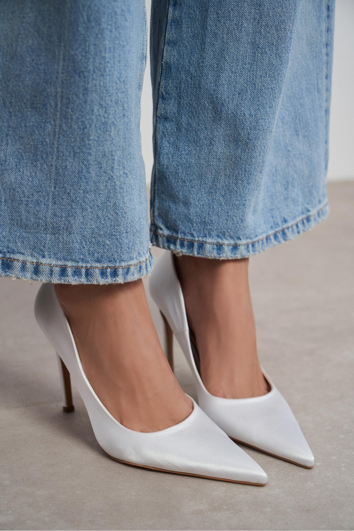 Lunara Sedef Saten Sivri Burun Kadın Stiletto