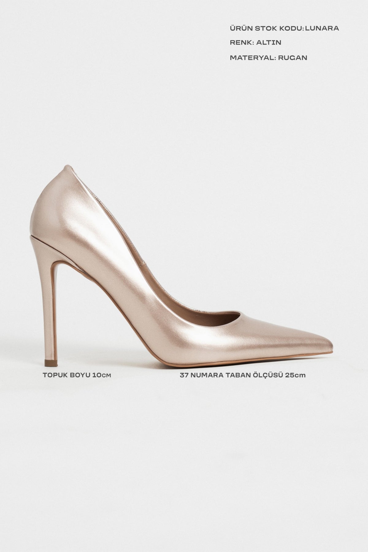 Lunara Altın Rugan Sivri Burun Kadın Stiletto