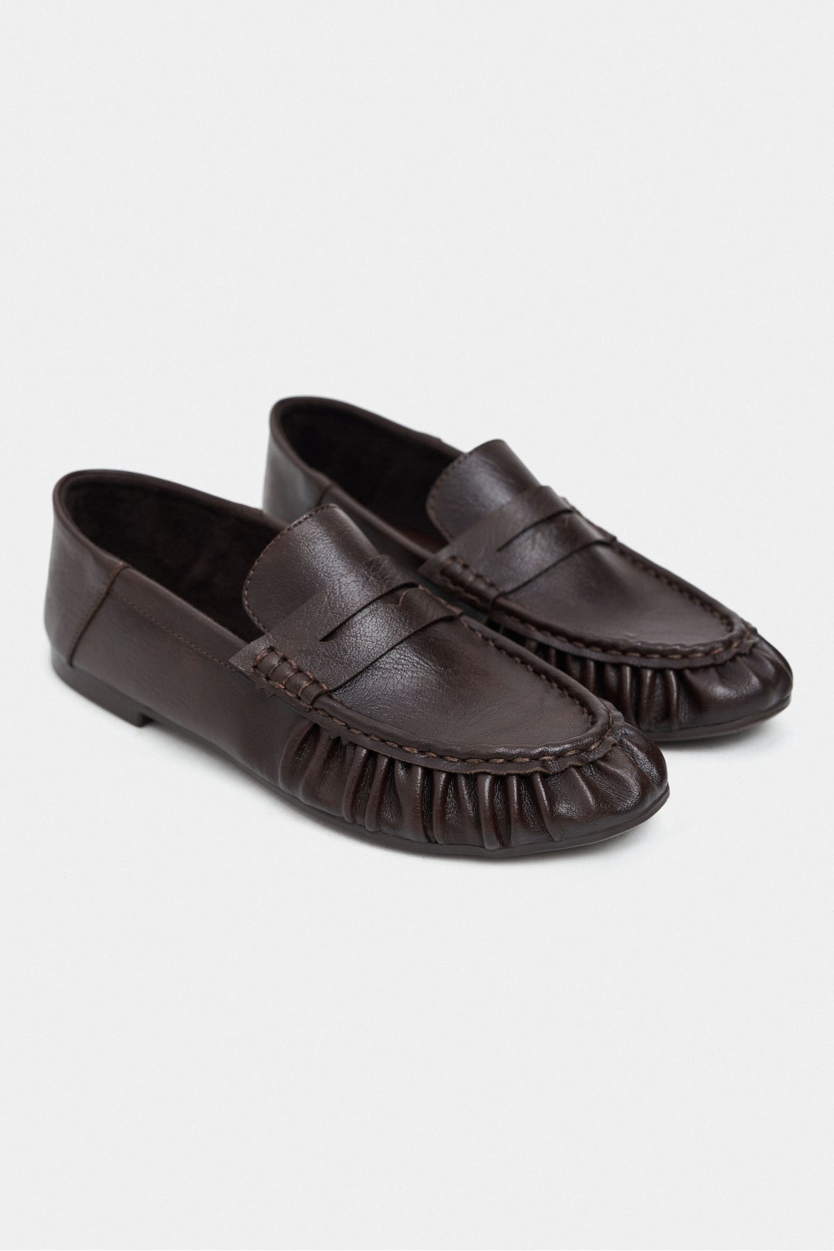 Santa Kahve Mat Düz Taban Kadın Loafer Ayakkabı